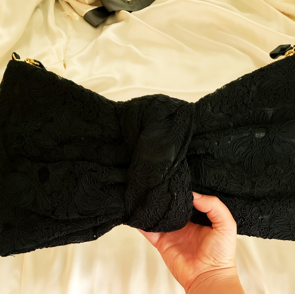 Valentino Black Lace Bow Clutch
